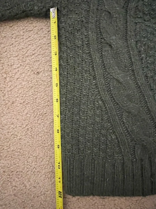 Abercrombie & Fitch Olive Green Cable Knit Button Cardigan - Picture 8 of 10